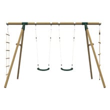 Plum Play Wooden Swing Set with Climbing Rope & Ladder